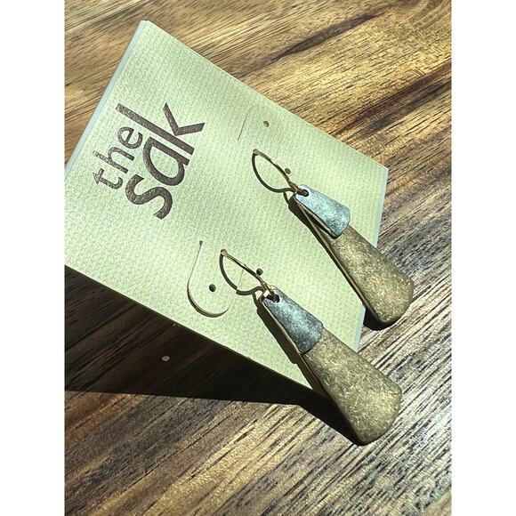 The SAK Silver Gold Tone Matte Finish Open Teardrop & Post Earrings Lot/2 NEW! - Picture 6 of 9